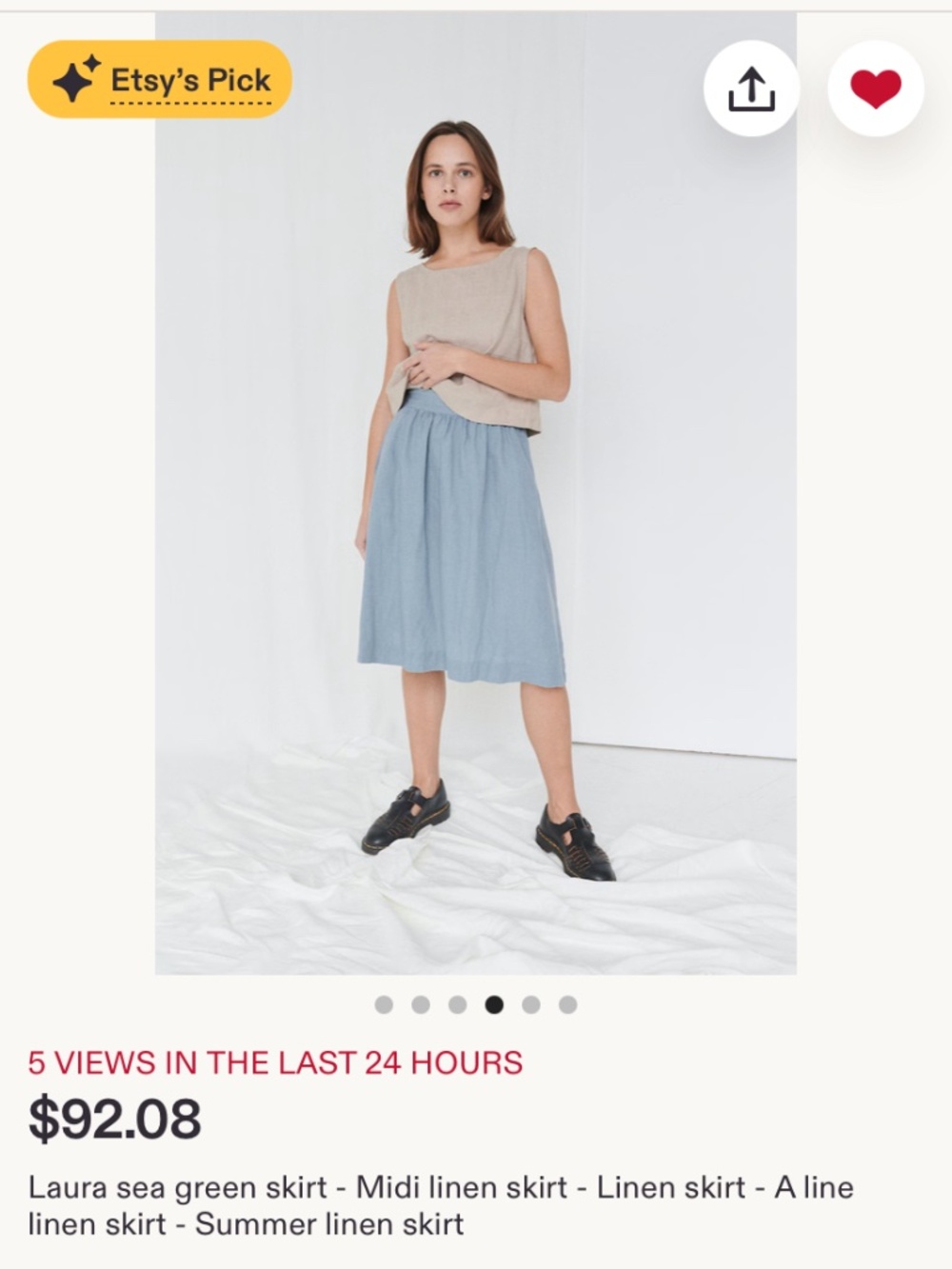 Linenfox gray Laura skirt similar to Notperfectlinen - Picture 5 of 5